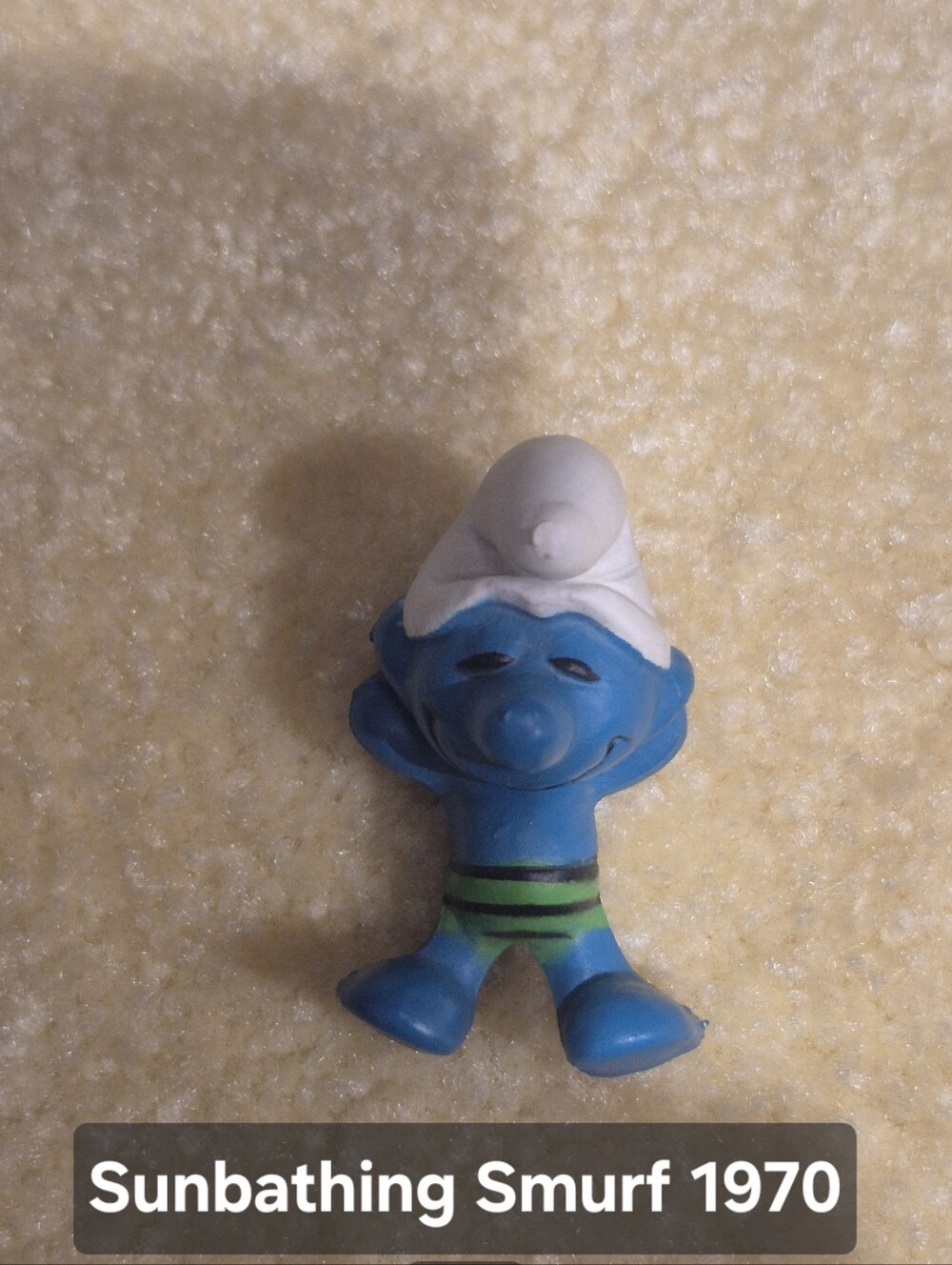 Vintage Sunbathing Smurf Figurine